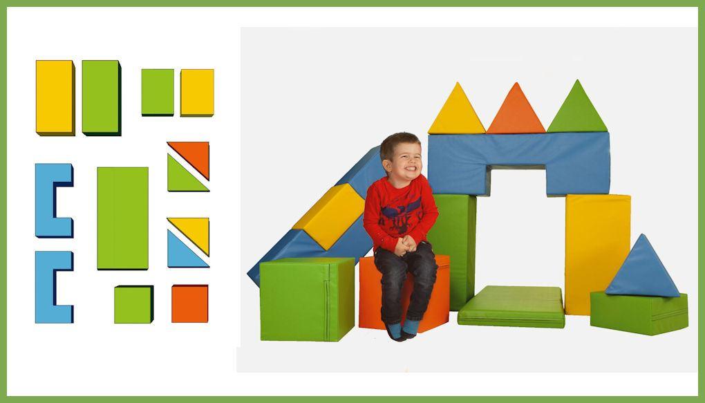 Bausteine - Finja - Bausteinsatz - die Bewegungsbausteine von Bänfer werden gerne eingesetzt in der Kita, Grundschule, Spielgruppe, Therapie und Arztpraxis. Bausteine - Finja - Bausteinsatz - die Großbausteine MAXI für Kinder ab 4 Jahren sind die am meisten verbreiteten Baumodule