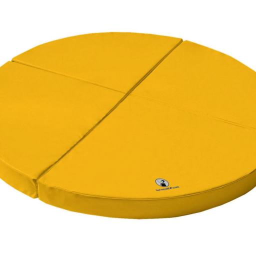 runde Weichbodenmatte - gelb - die Matte kann in einzelne Viertelkreise getrennt werden